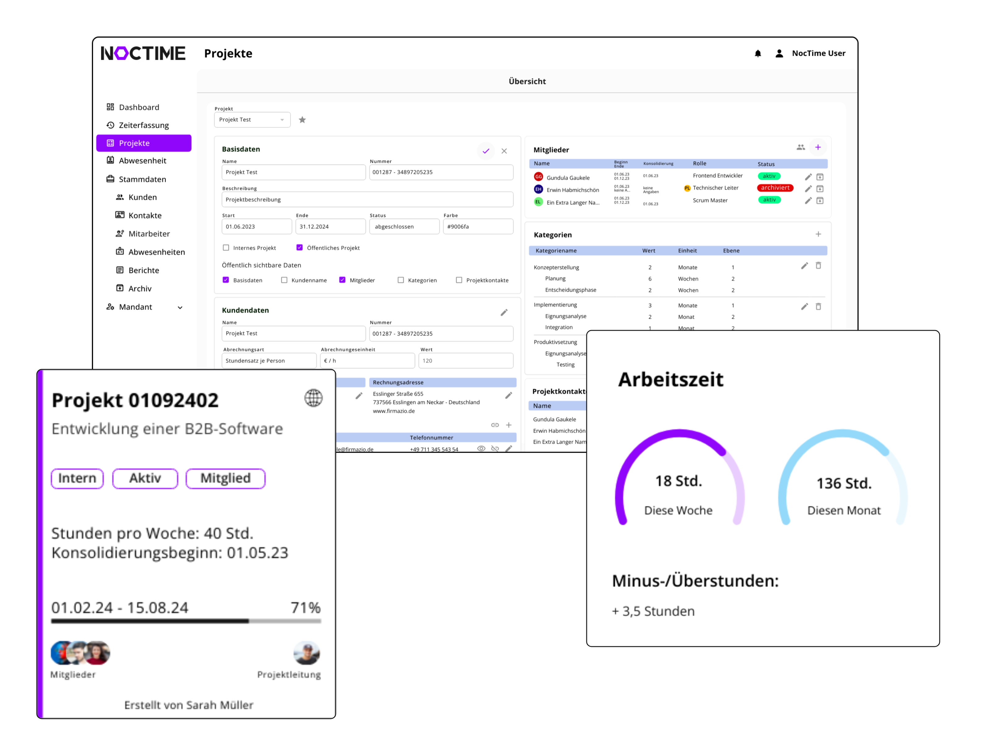 Arbeitszeit und Projekte